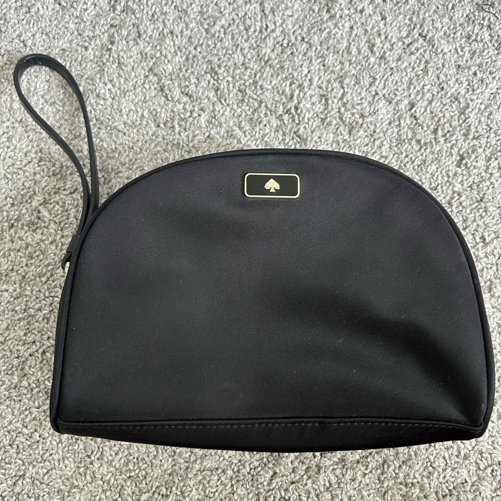Kate Spade New York Cosmetic Bag Zip Clasp Black Makeup Bag Skincare Bag Zipper